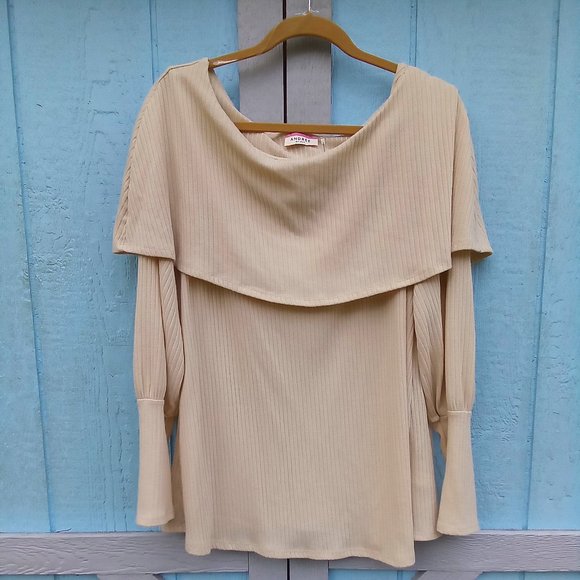 ANDREE BY UNIT Tops - NWOT Andree By Unit Ribbed Tan Off Shoulder Long Sleeve Top Soft & Light…